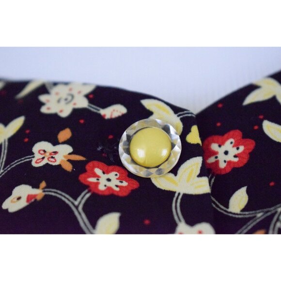 Vintage 80s‎ Handmade Polyester Dark  Floral Blouse - Picture 6 of 10